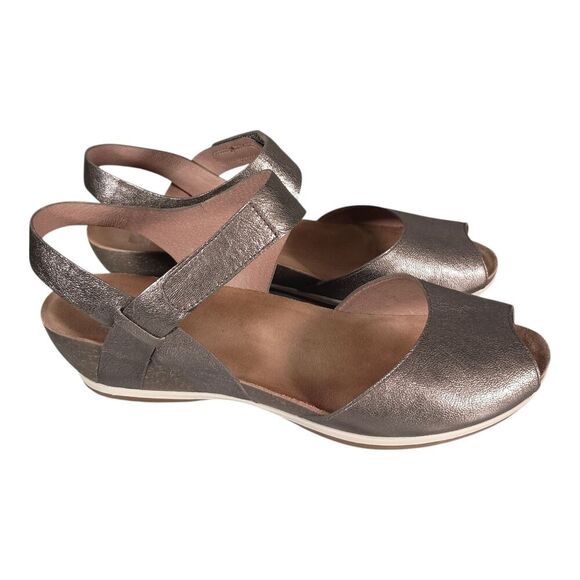 Dansko Vera Sandal Pewter Metalic Leather Open Toe Ankle Strap 42/US 11.5 - 12 - Picture 2 of 10